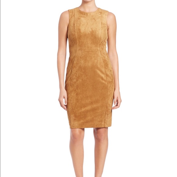 calvin klein orange suede dress NWT CALVIN KLEIN FAUX SUEDE CAMEL DRESS